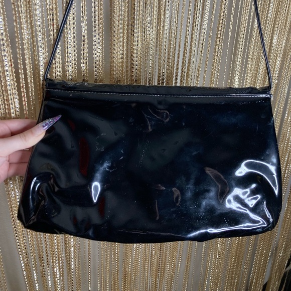 Vintage patent leather oversized clutch envelope purse handbag - Picture 3 of 6